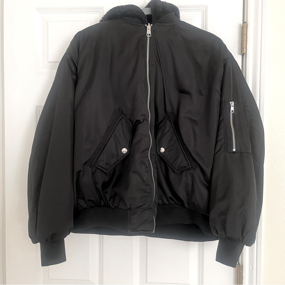 Reversible Bomber Jacket with Fur